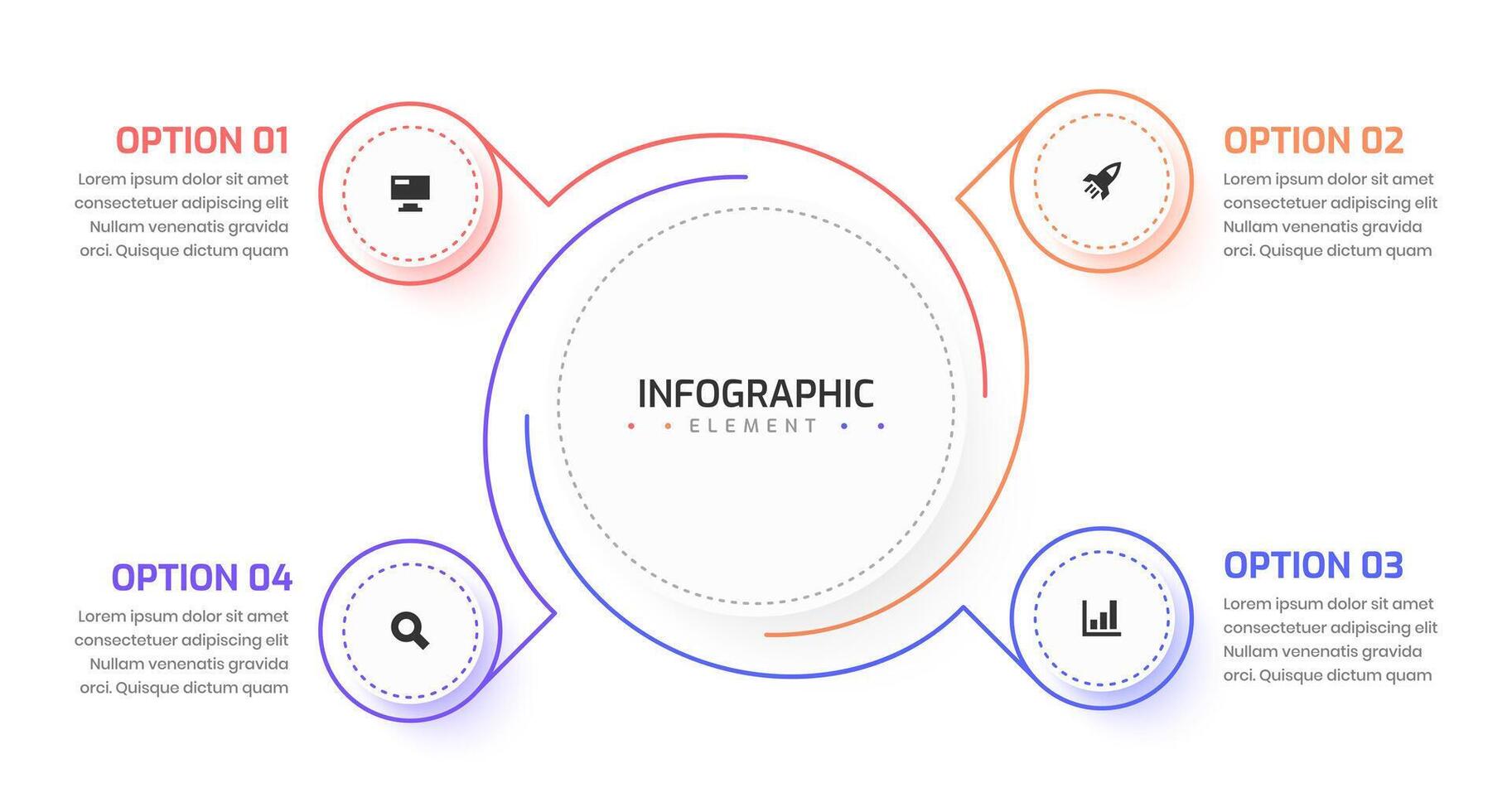 Flowchart Infographic Thin Line with Three Circle Label Connected to Main Circle, Suitable for Workflow, Presentation, Diagram, Chart vector