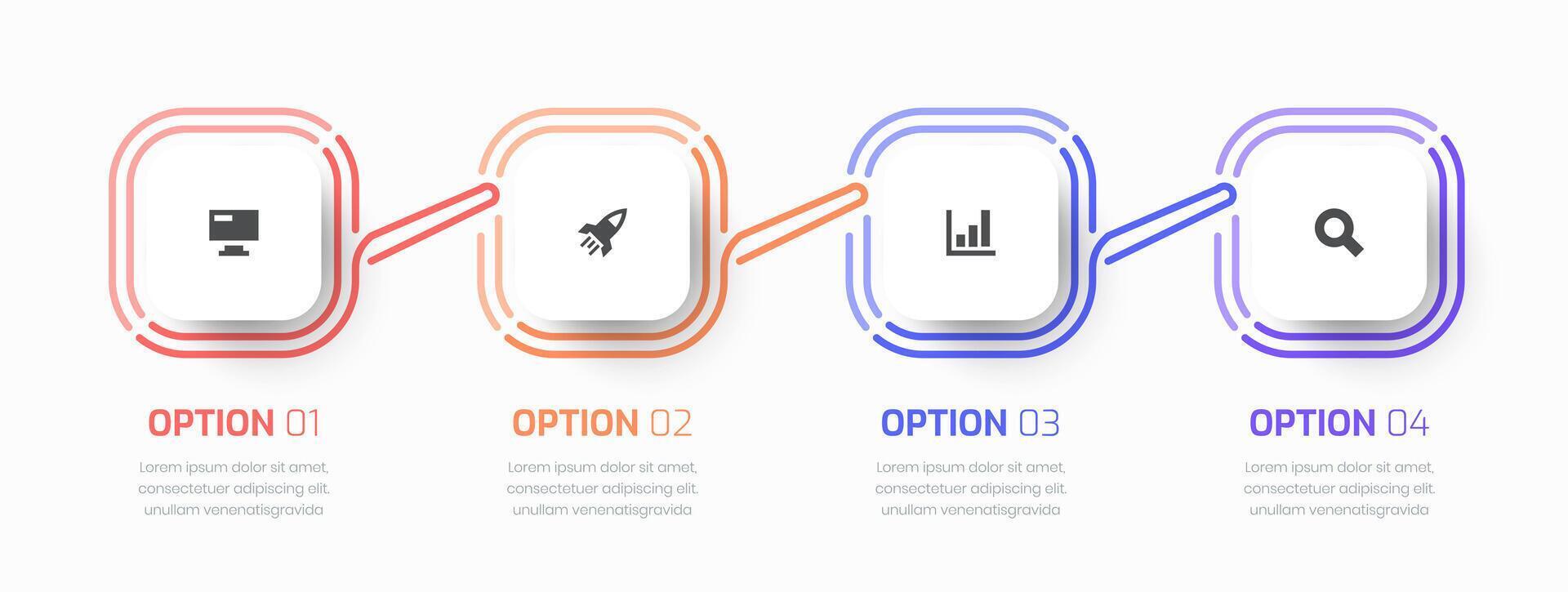 Infographic Business with, Square Label, Thin Line, Icon and 4 Option for Presentation vector