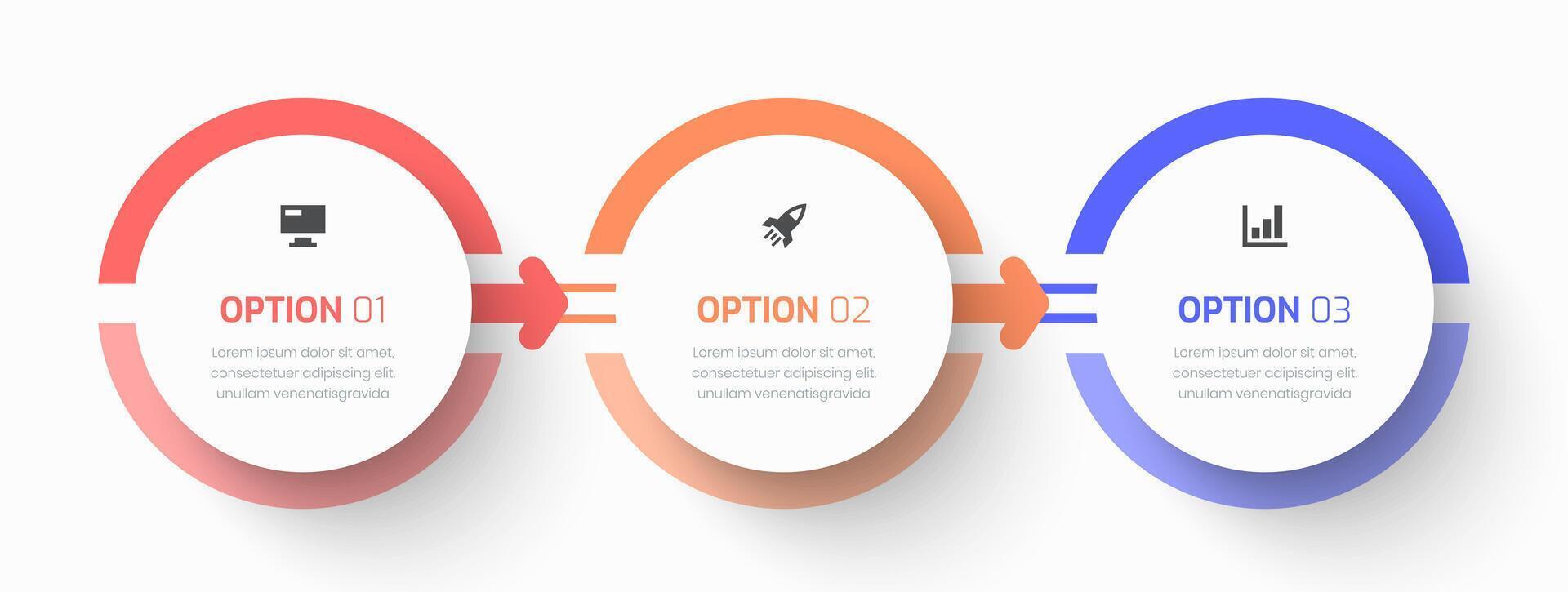 Timeline Infographic Business with Circle Label, Arrows, Icon and 3 Option for Presentation vector