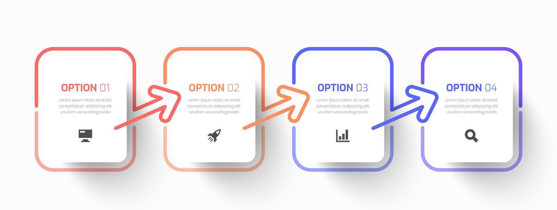 Infographic Business with Rounded Rectangle Label, Line, Icon and 4 Options for Presentation vector