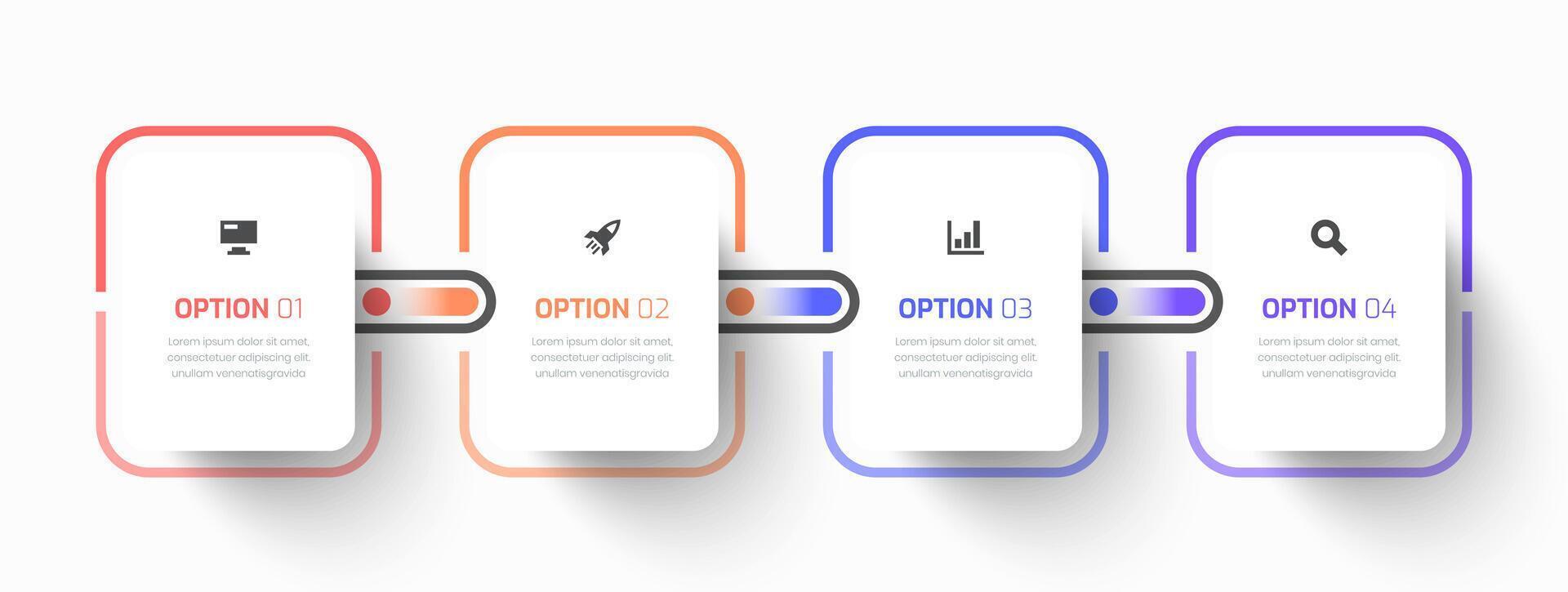Timeline Infographic Business with Rectangle Label, Line, Icon and 4 Options for Presentation vector