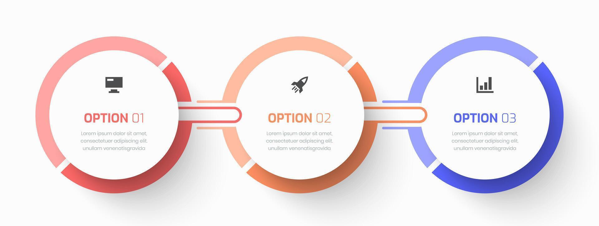 Infographic Business with Circle Label, Line, Icon and 3 Options for Presentation vector