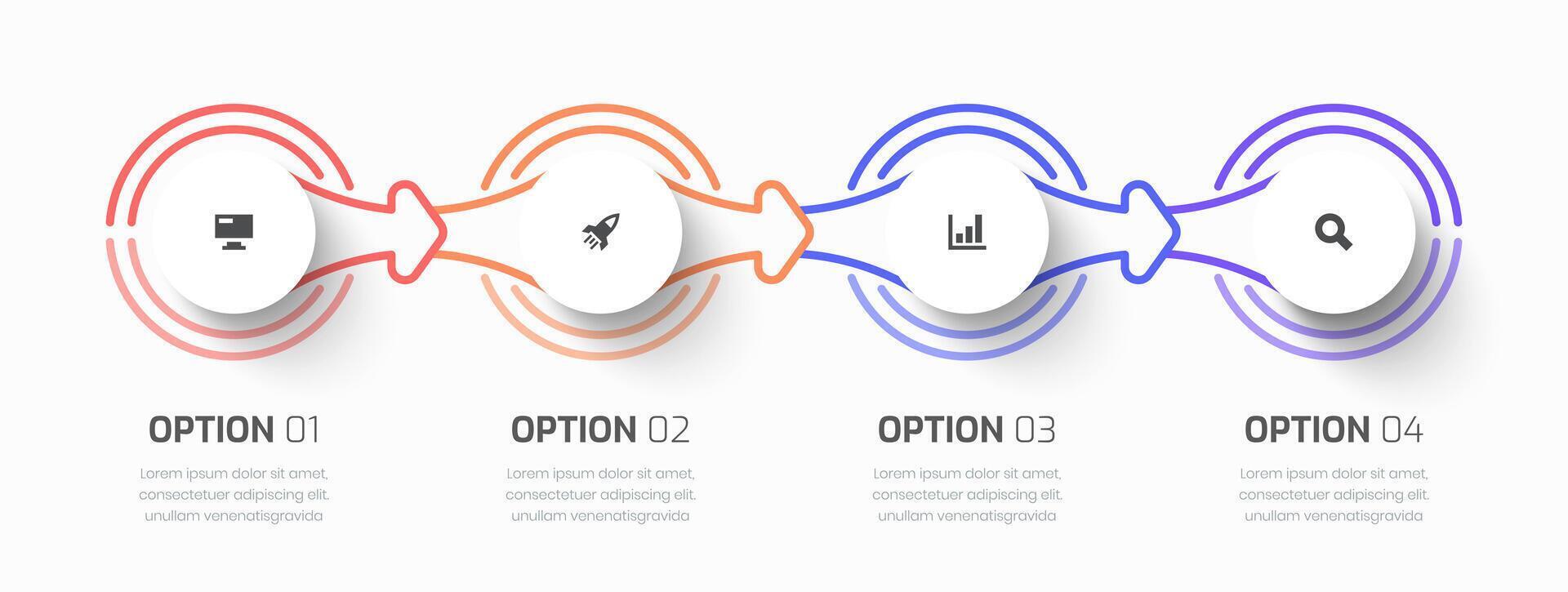 Infographic Business with Thin Line, Circle Label, Arrow, Icon and 4 Option for Presentation vector
