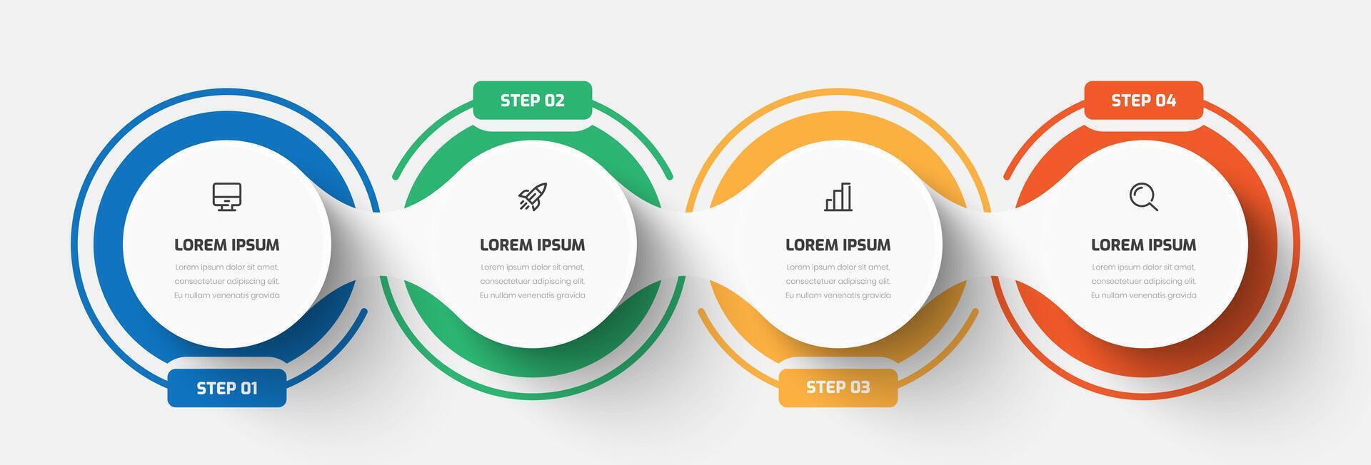 Infographic Business with Circle Label, Line, Icon, and 4 Step for Presentation vector