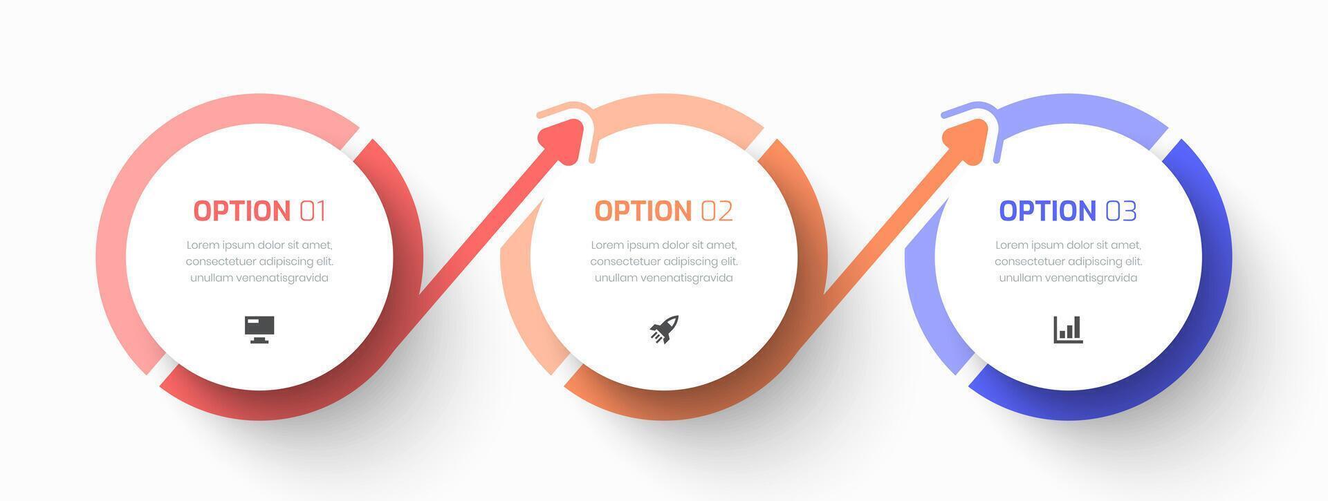 Timeline Infographic Business with Circle Label, Icon and Three Option for Presentation vector