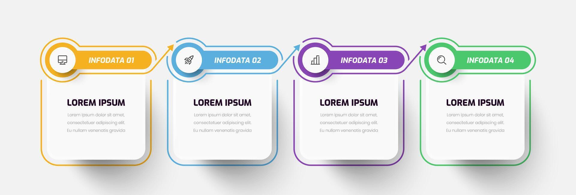 Infographic Business with Abstract Design, Line, Icon, and 4 Option for Presentation vector