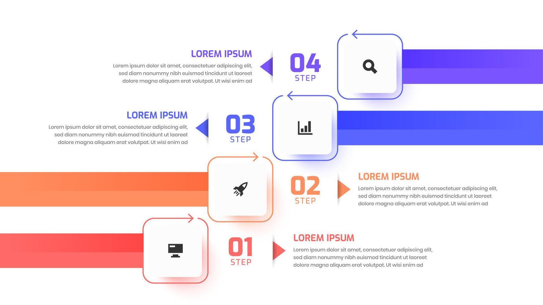 Infographic Design with Square Label, Icon and 4 Step. Suitable for Workflow, Diagram, Chart, Presentation vector