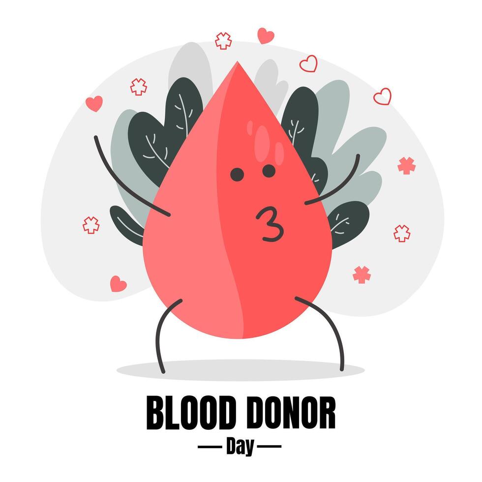 World blood donor day illustration heart drop hands care vector