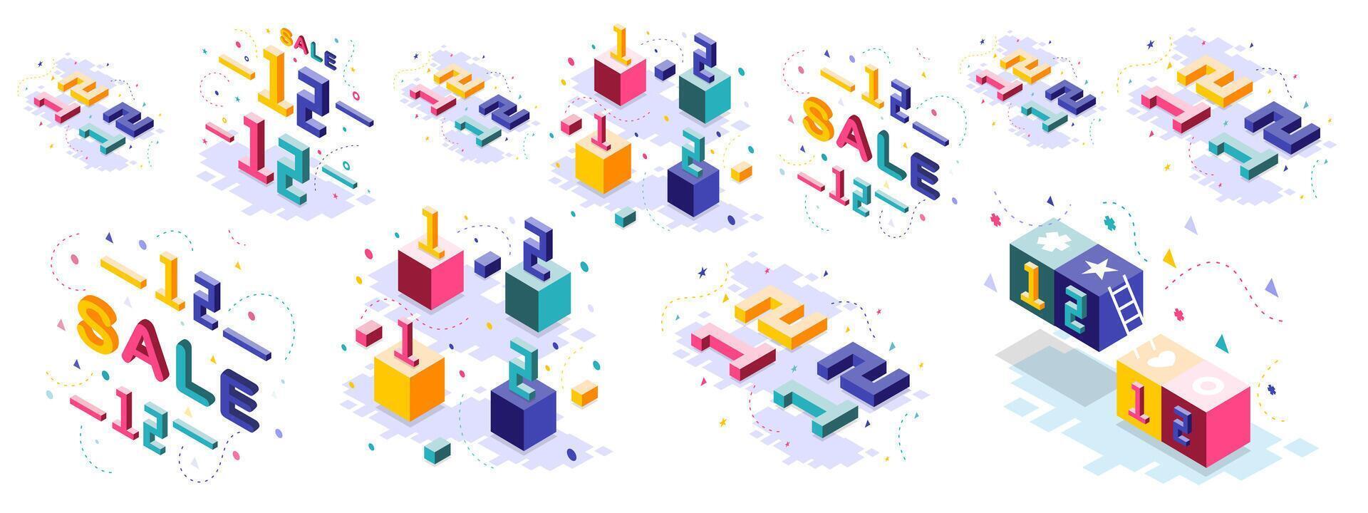Twelve Twelve Sale Day Isometric vector