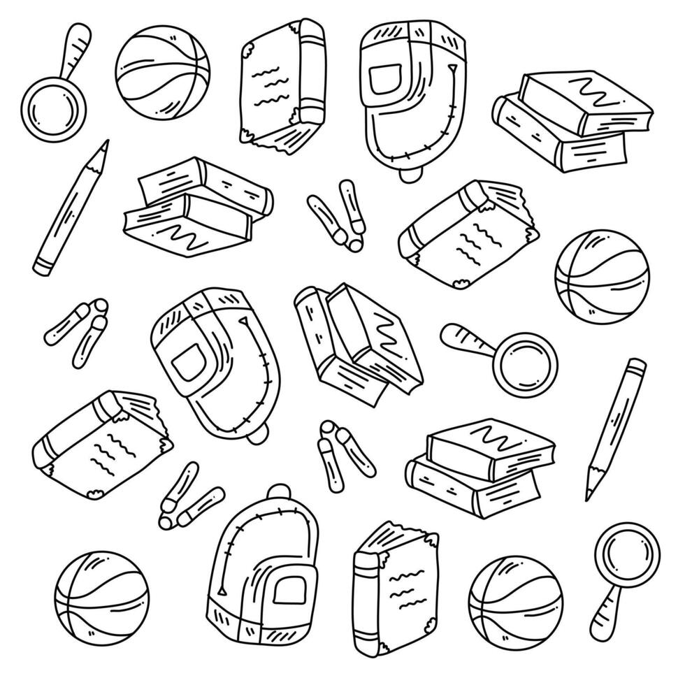Education and School Supplies Icons Seamless Pattern Design vector