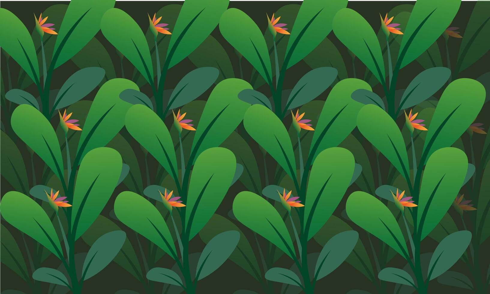 Green Tropical Jungle Leaves Pattern Seamless Exotic Nature vector