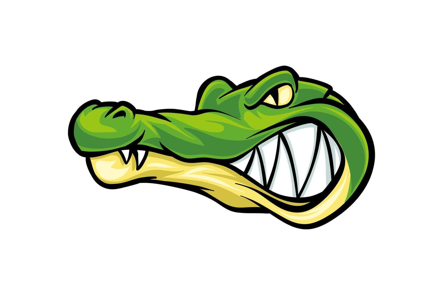 cartoon style crocodile illustration showing its fangs vector