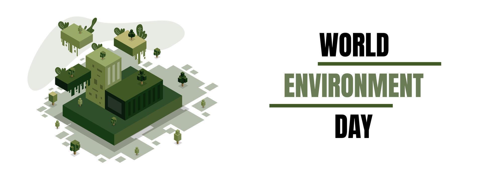 World Environment Day Isometric Green Planet Nature vector