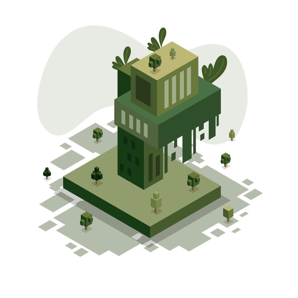 Isometric world environment day building nature sustainability eco friendly vector