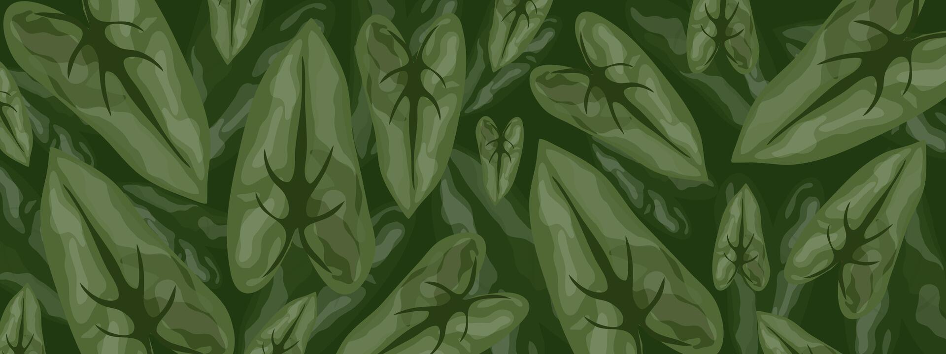 Seamless Forest Green Leaf Art Pattern with Texture vector