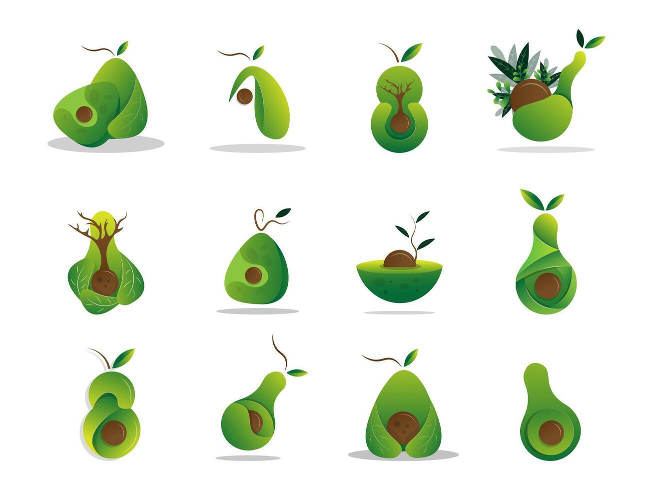 Avocado Fruit Collection Healthy Food Design vector
