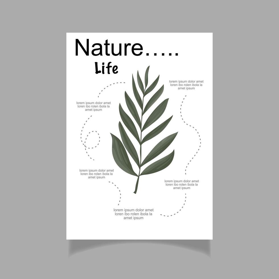Nature Life Poster Template with Tropical Leaf Design vector