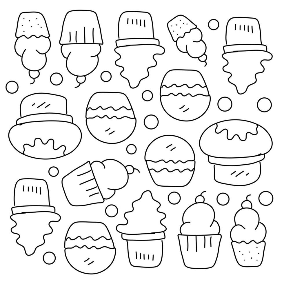 Sweet Cupcake Collection in Hand Drawn Style vector