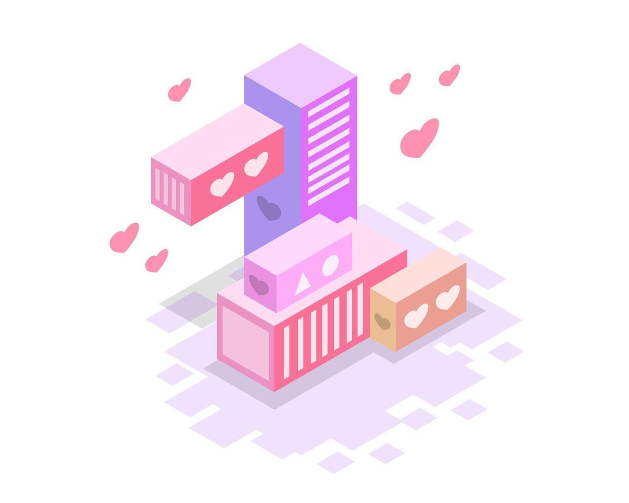 Digital Love Boxes with Heart Design and Soft Aesthetic vector