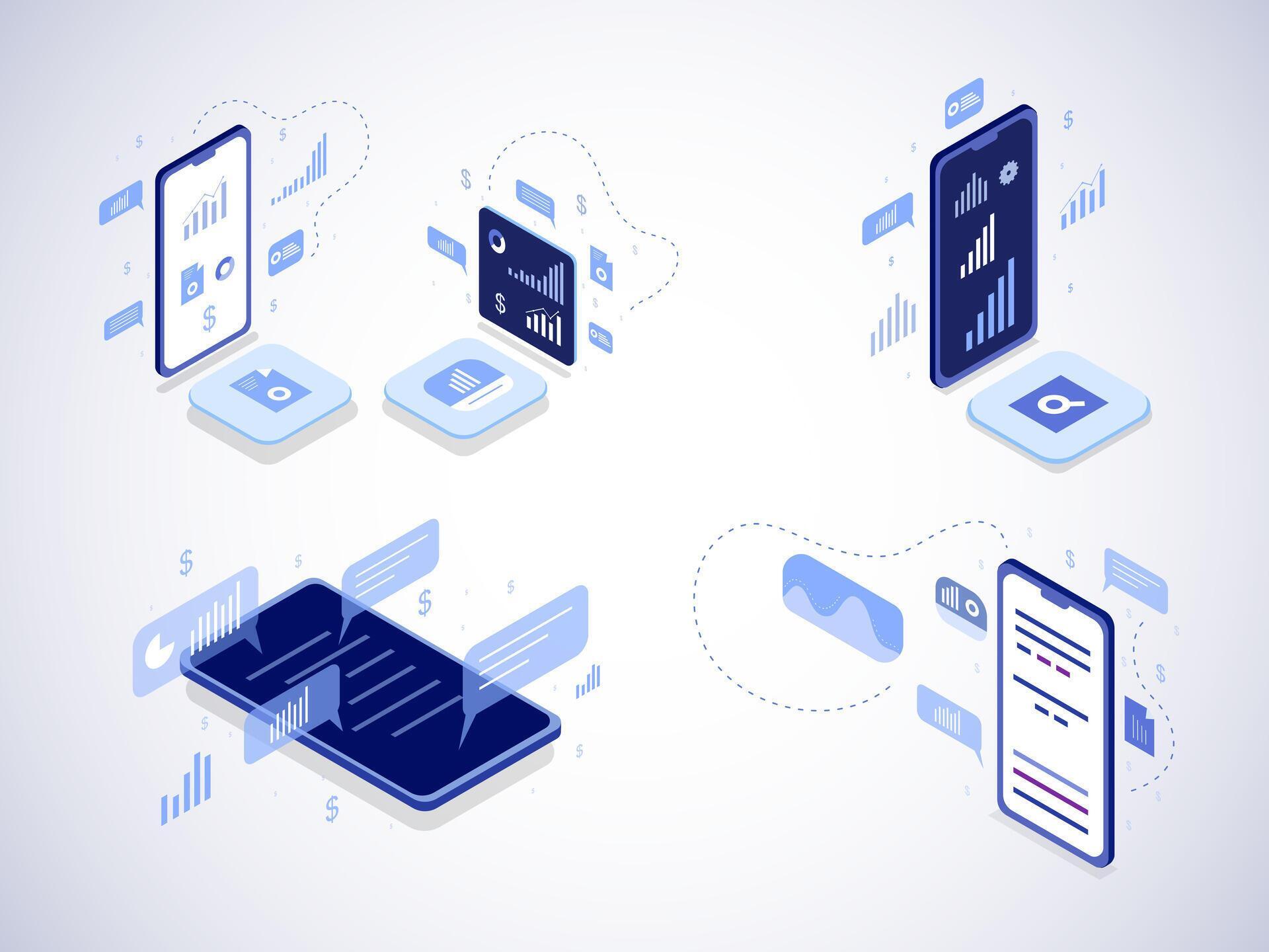 Isometric Mobile Technology Data Analysis Connection 65669721 Vector ...