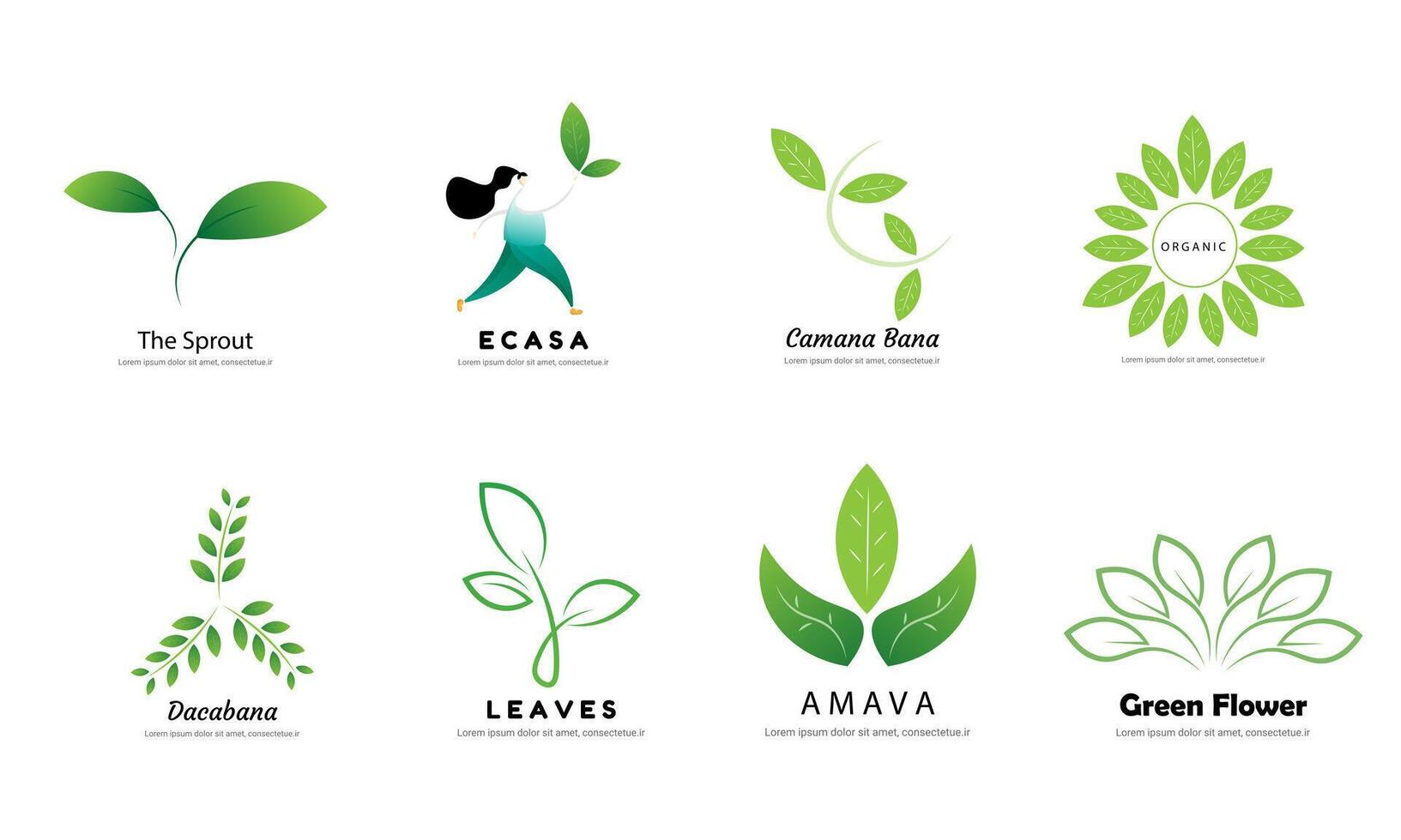 Plant Logos with Nature Growth and Eco Balance Concepts vector