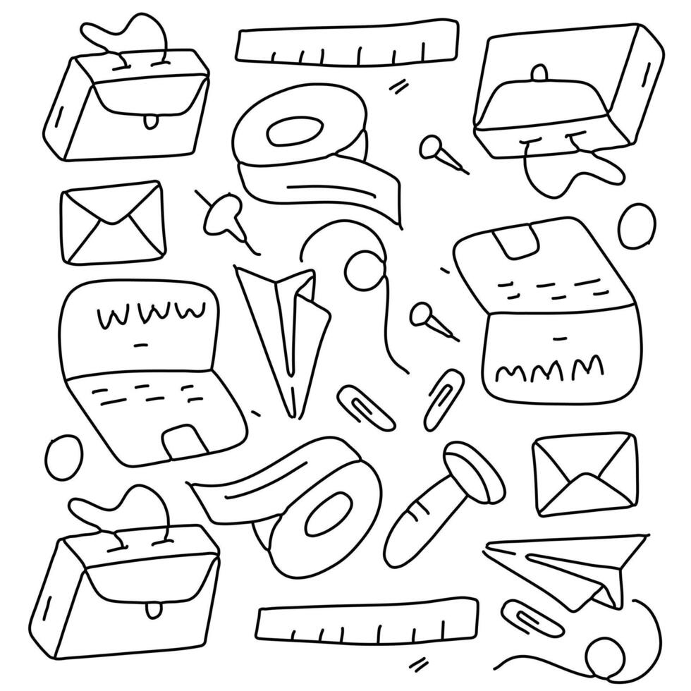 Office supplies icons with briefcase letters and envelopes vector