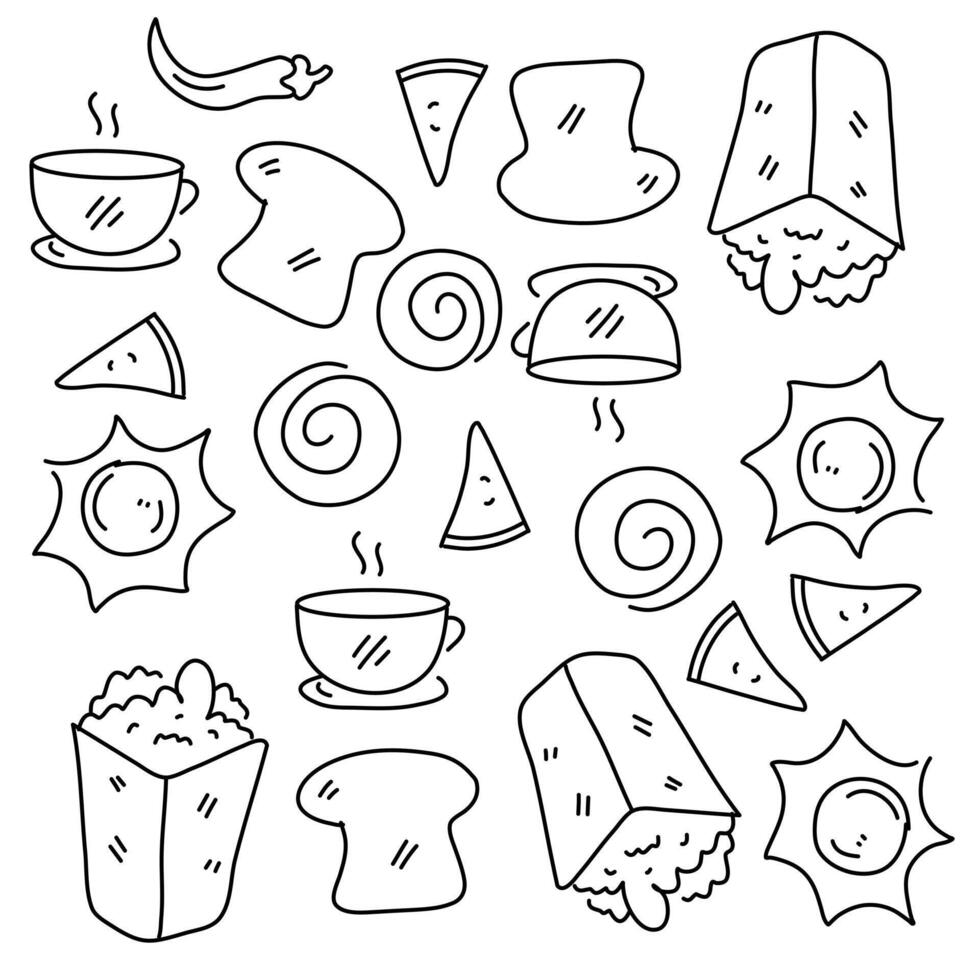 Tasty snacks doodle with candy popcorn and sugar sweets vector
