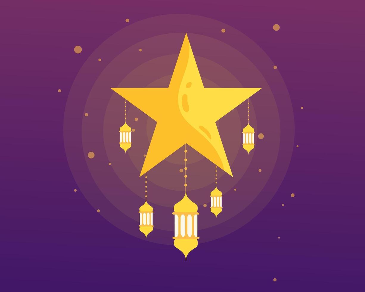 Golden Star Ramadan Kareem Elegant Night Design vector