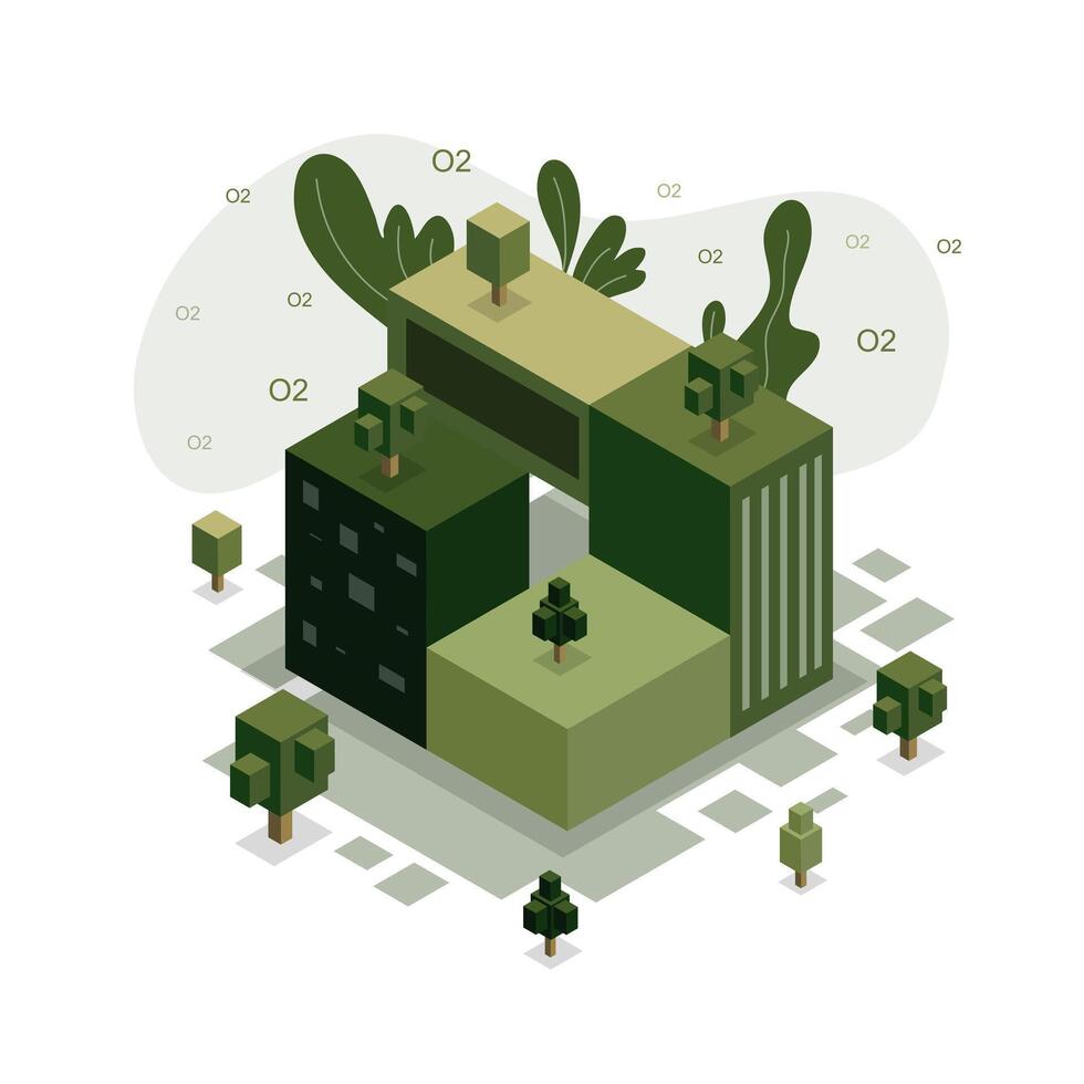 Isometric world environment day city nature sustainable future growth vector