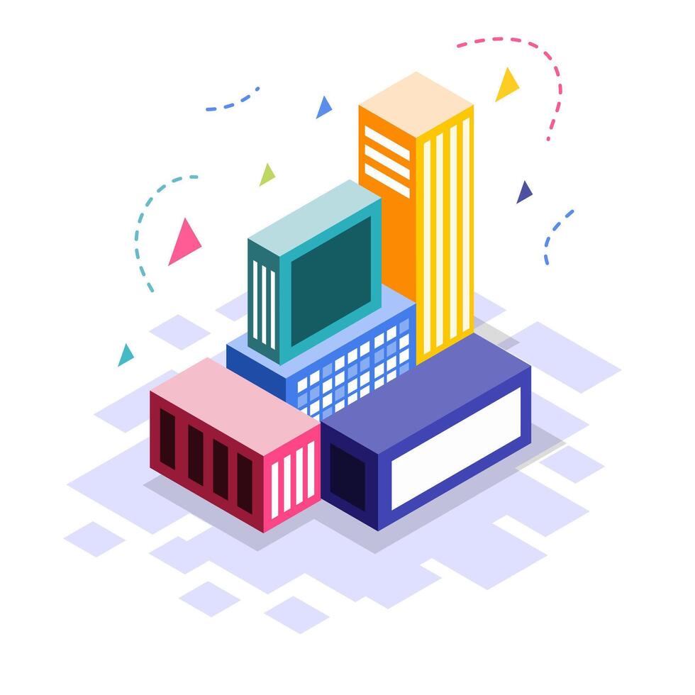 Isometric Industrial Complex Factory Building Structure vector