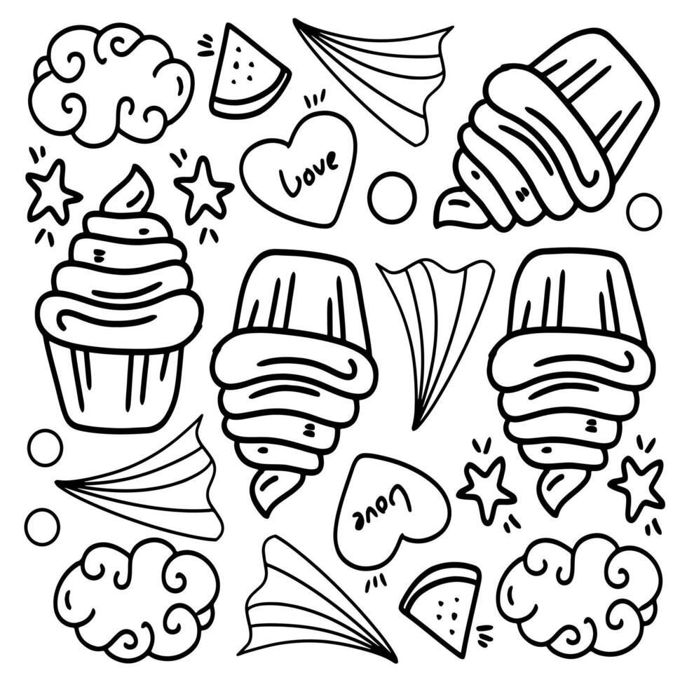 Funny Doodle Set with Kids Food Elements vector