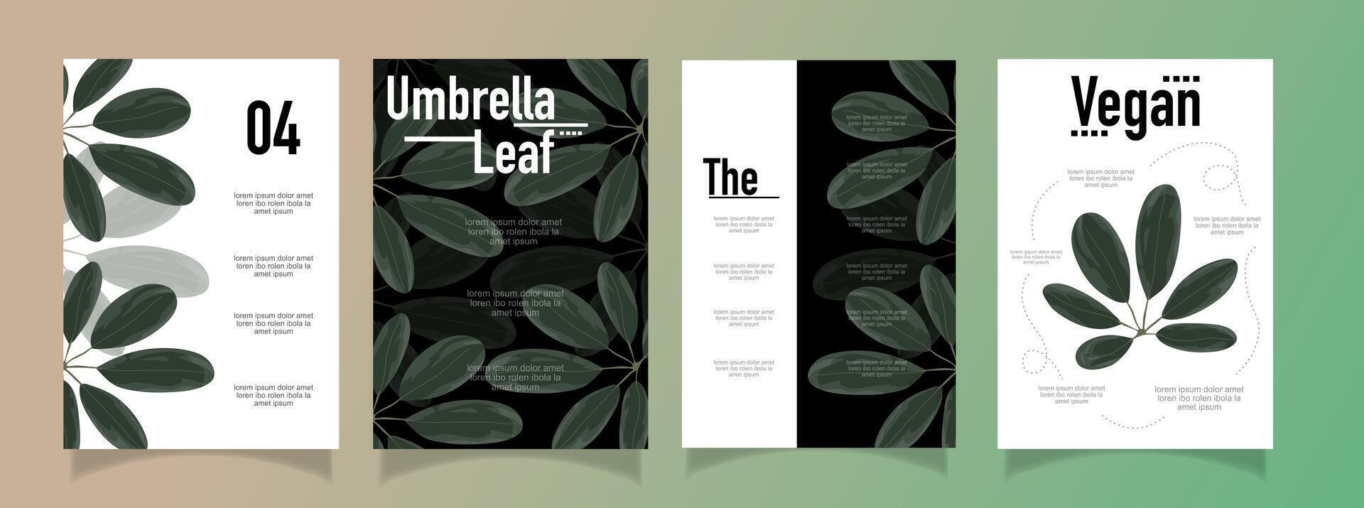 Vegan Nature Flyer Concept with Umbrella Leaf Design vector