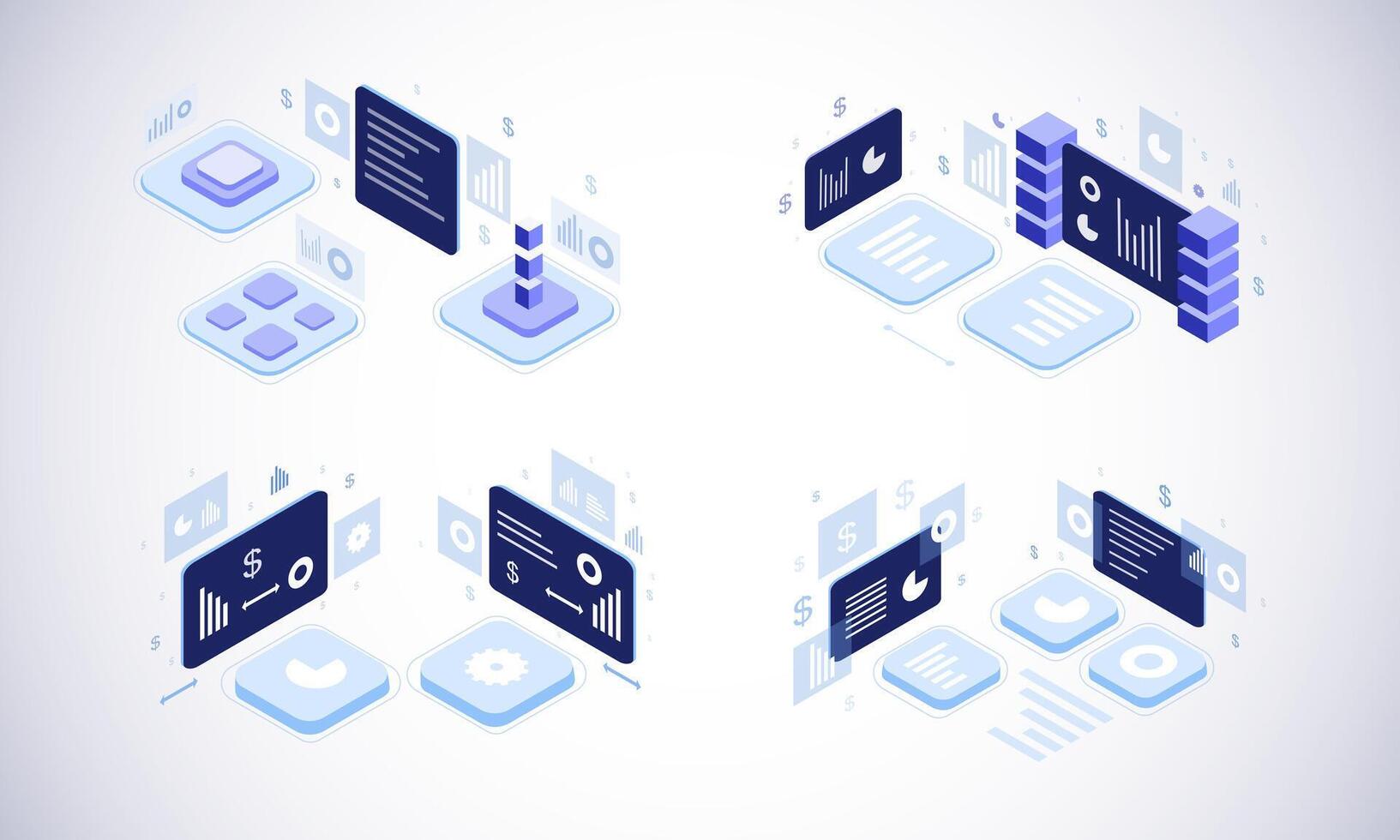 Isometric Digital Technology Network Connection Interface vector
