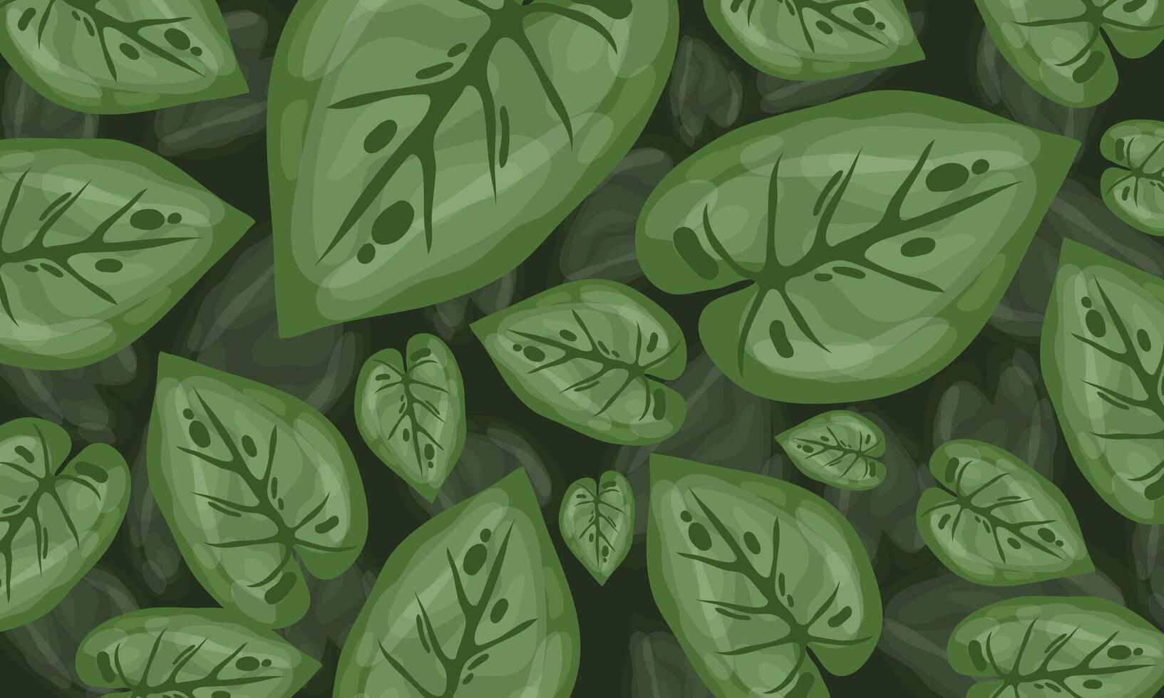 Lush Green Leaves Pattern Seamless Tropical Foliage Design vector