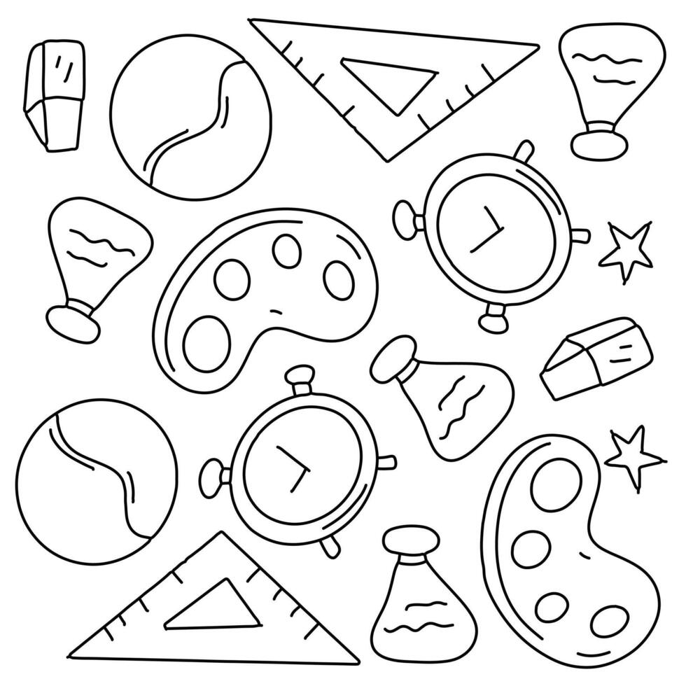 Education Doodle Icons with Science and Art Tools vector
