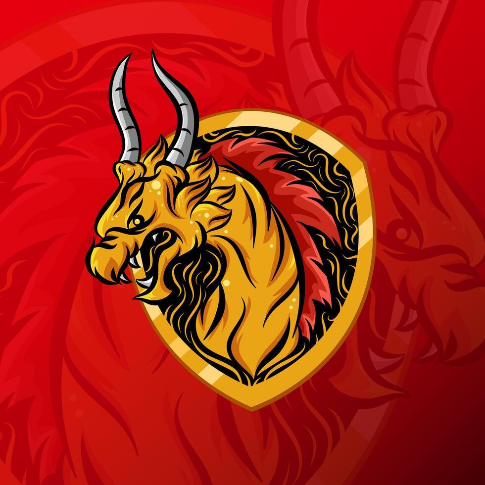 Golden Dragon Fierce Mascot Sport Mythical Creature Design vector