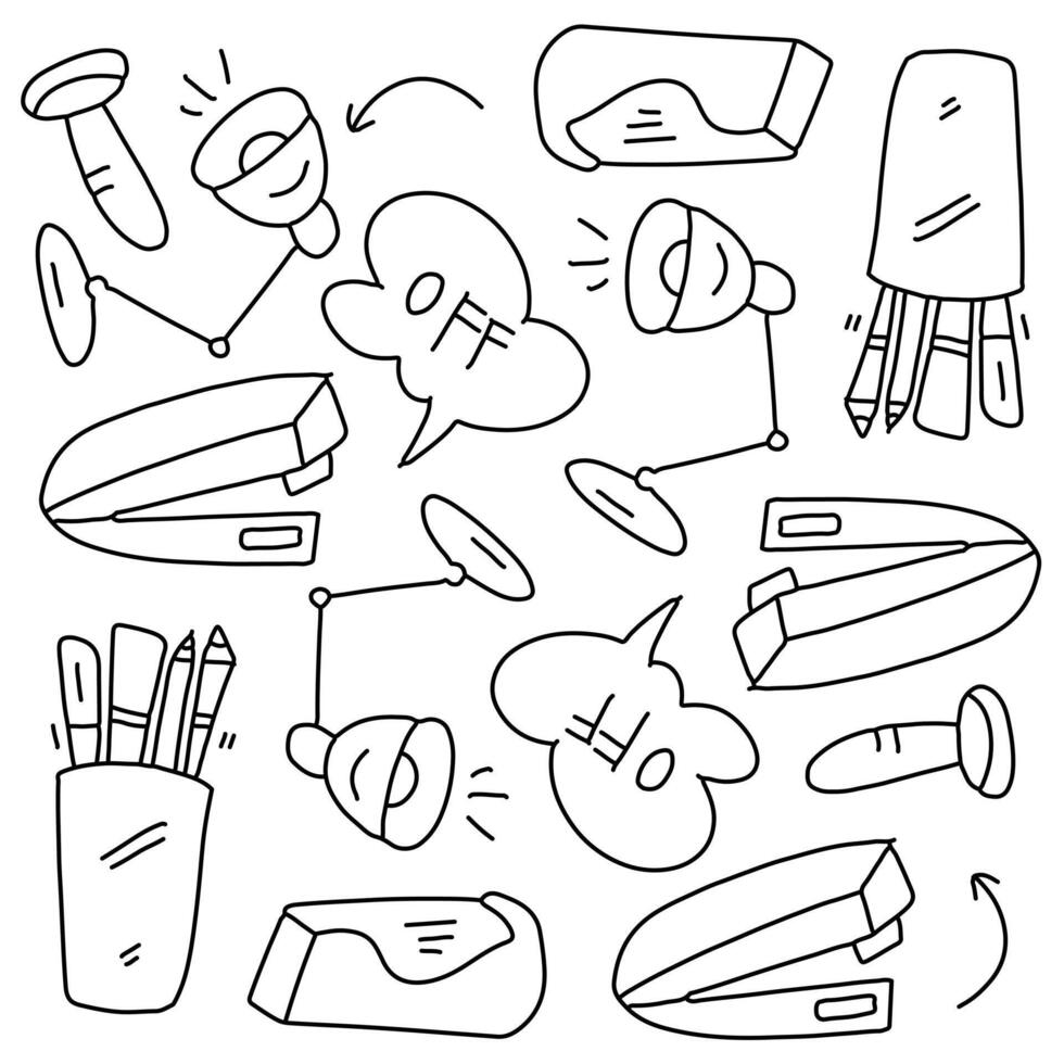 Sketch of Office Tools and Stationery for Work vector