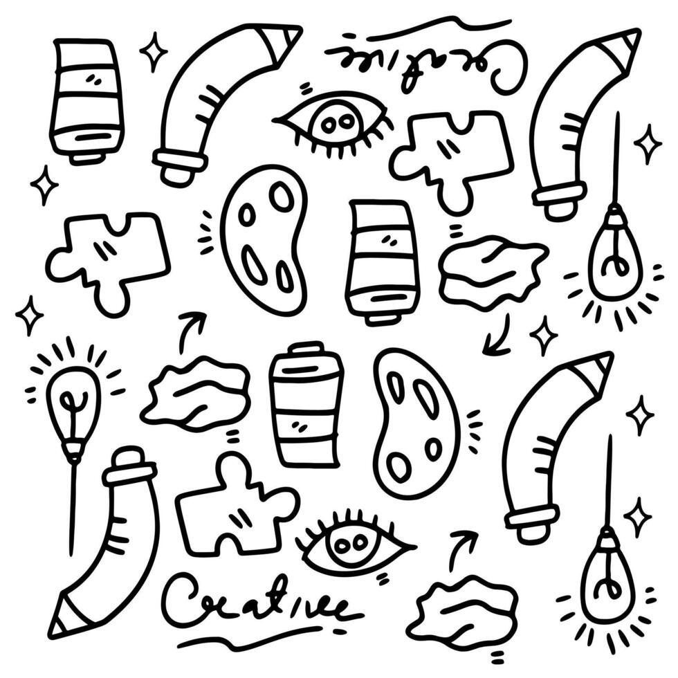 Eye and Symbol Doodle Set with Creativity vector