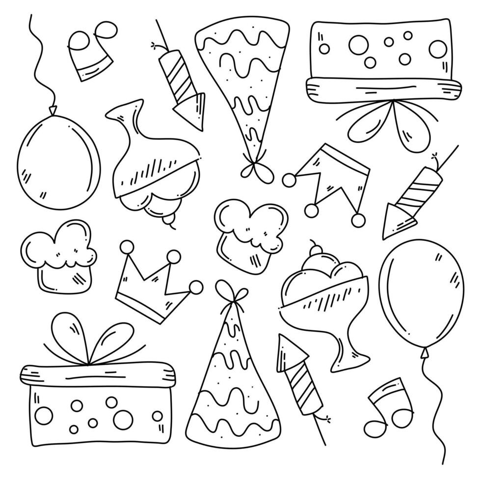 Birthday Party Icons and Decorative Elements vector