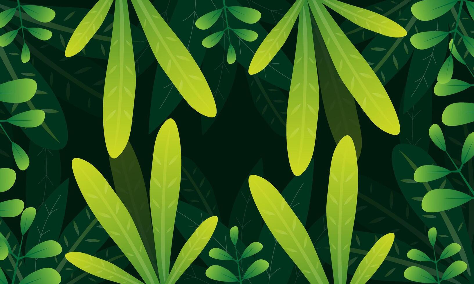 Lush Jungle Leaves Background Tropical Nature Design vector