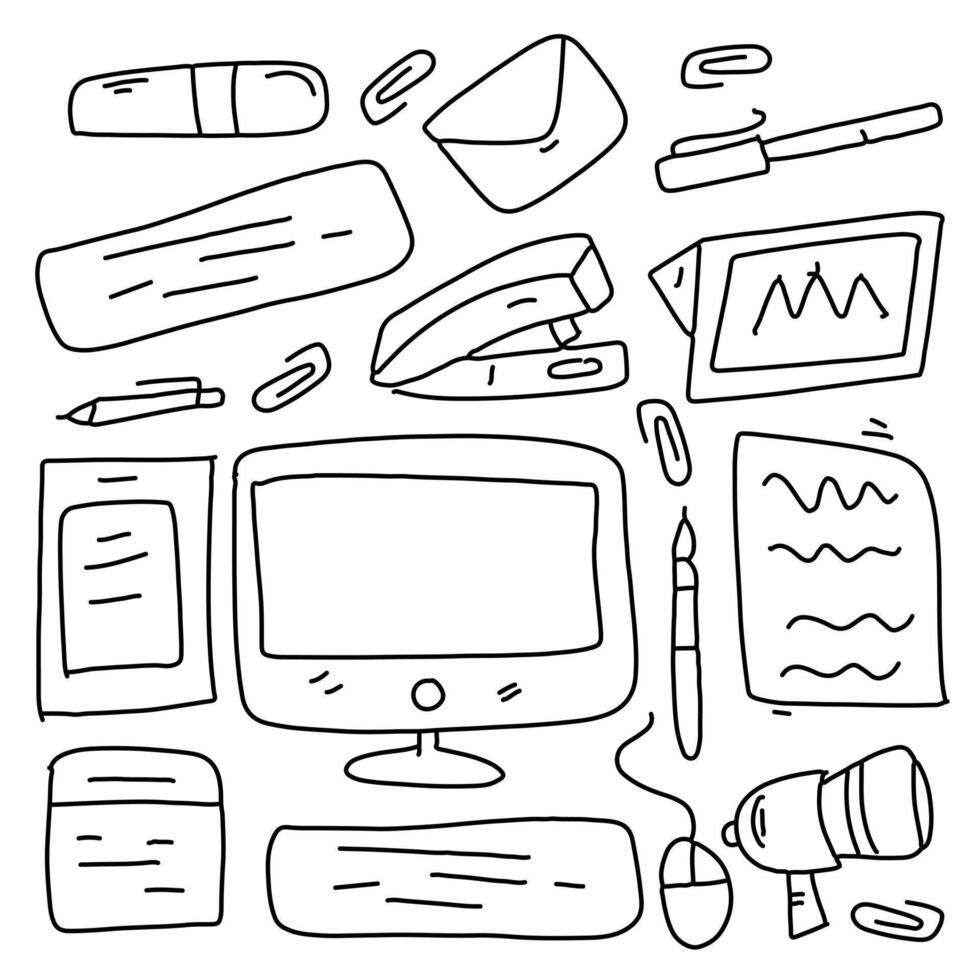 Illustration of Office Supplies and Stationery for Creative Projects vector