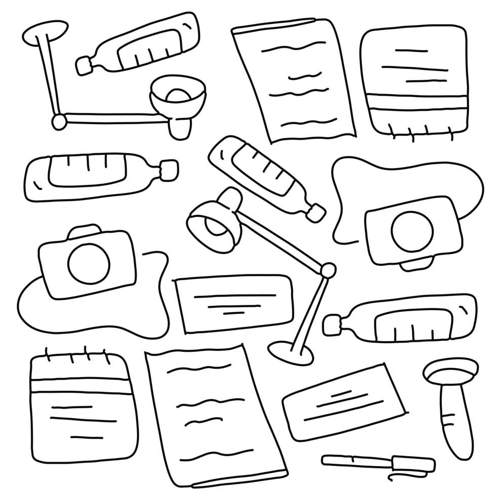 Office Stationery Doodle with Notes and Tools vector