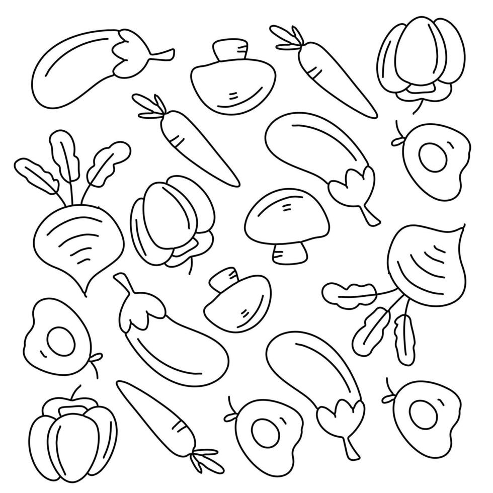 Sketch of fresh vegetables including onions carrots and tomatoes vector