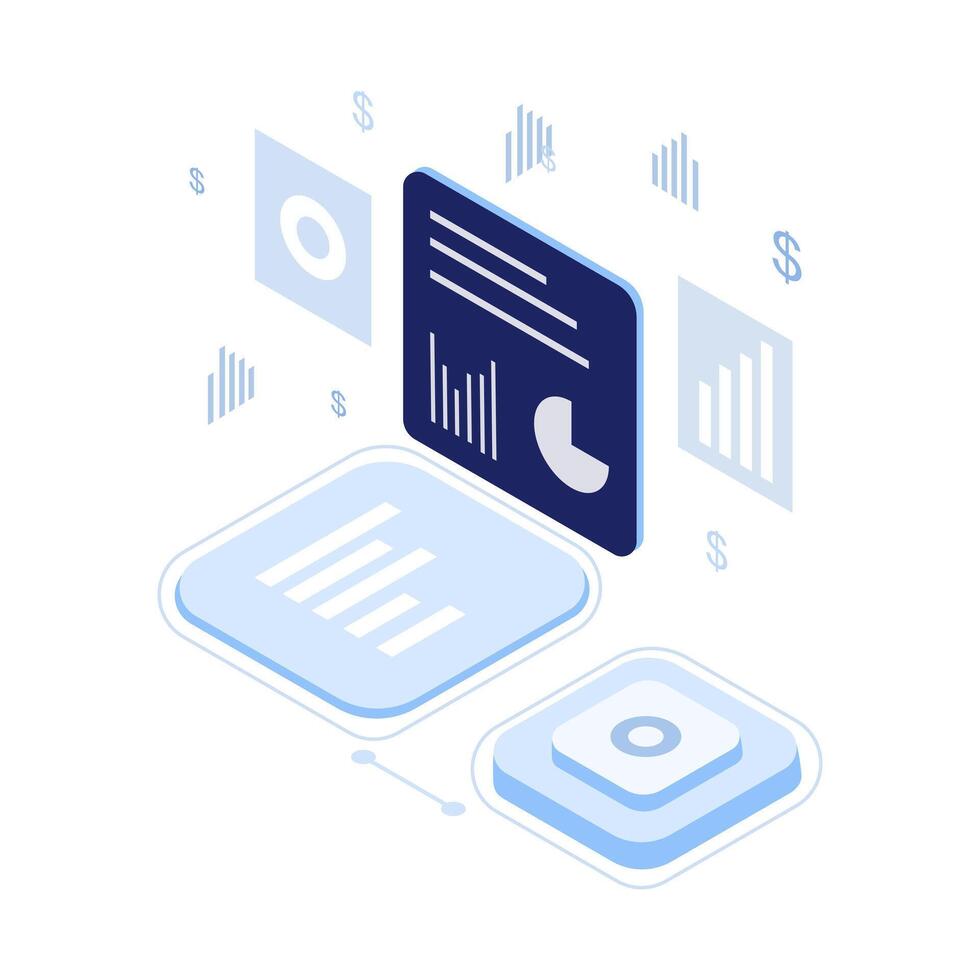Isometric Data Analysis Report Chart Information Interface vector
