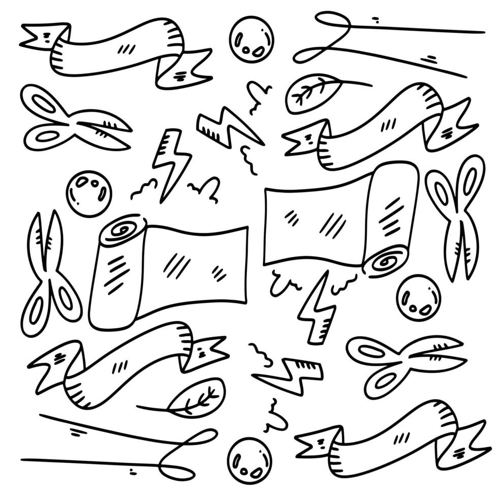 Doodle Banner and Ribbon Set for Creativity vector