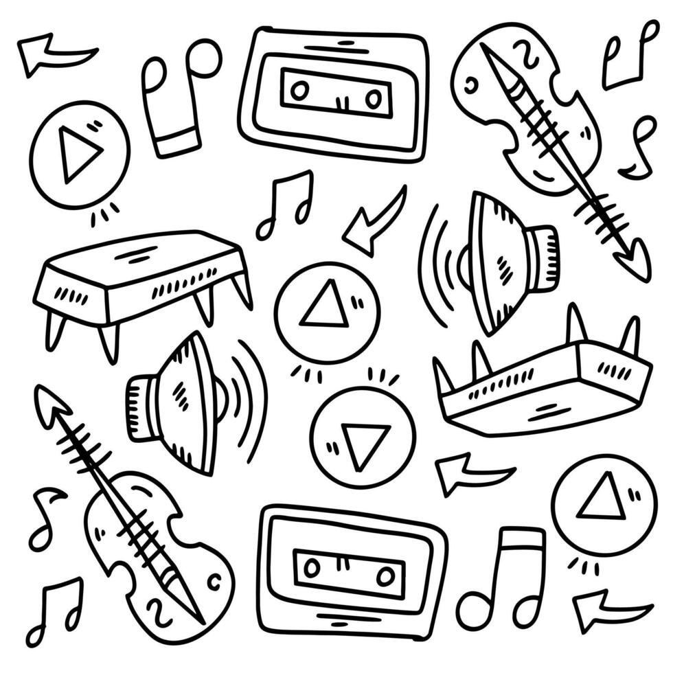 Musical Instrument Doodle with Tape and Notes vector