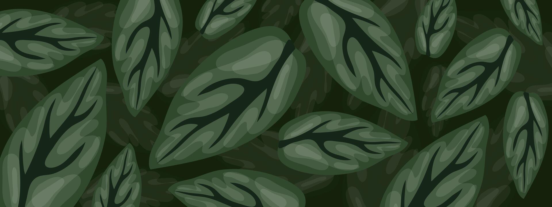 Seamless Background Pattern of Deep Green Leaf Layers vector