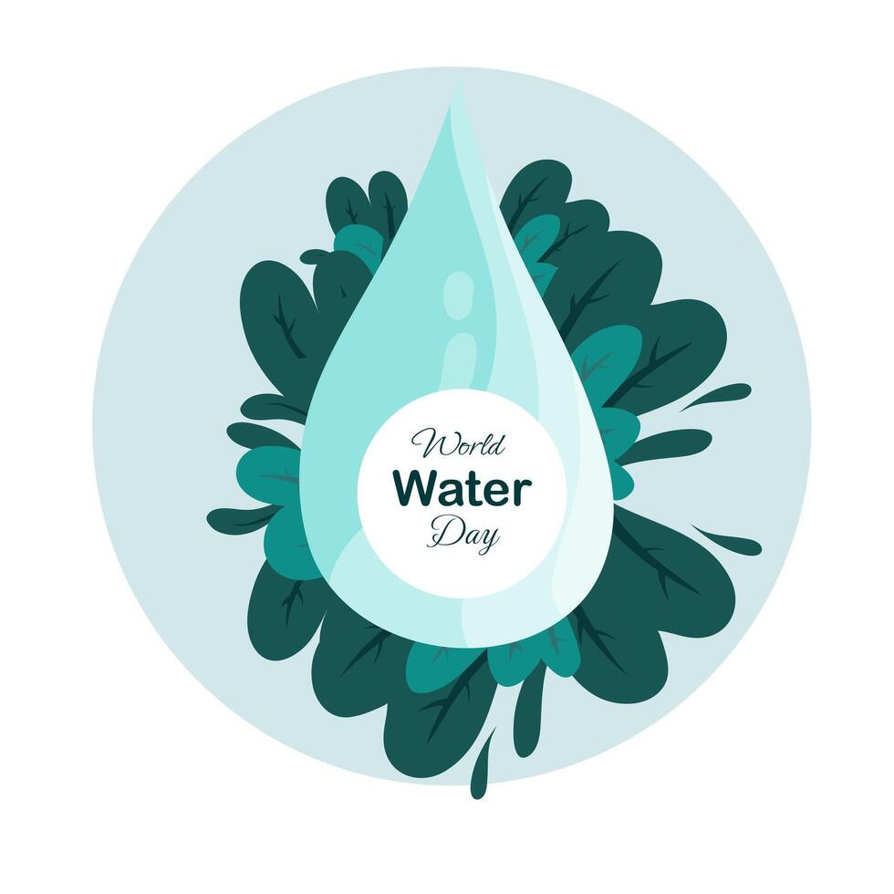 Clean World Water Day Poster with Leaf and Drop Motif vector