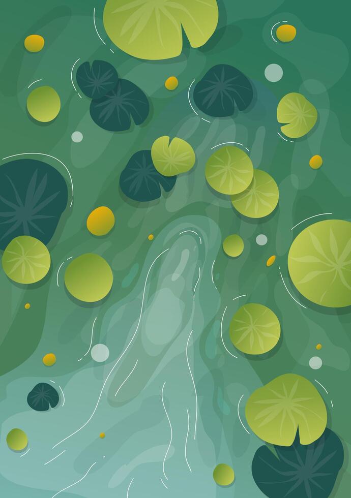 Abstract Water Lily Pond Nature Illustration Serene vector