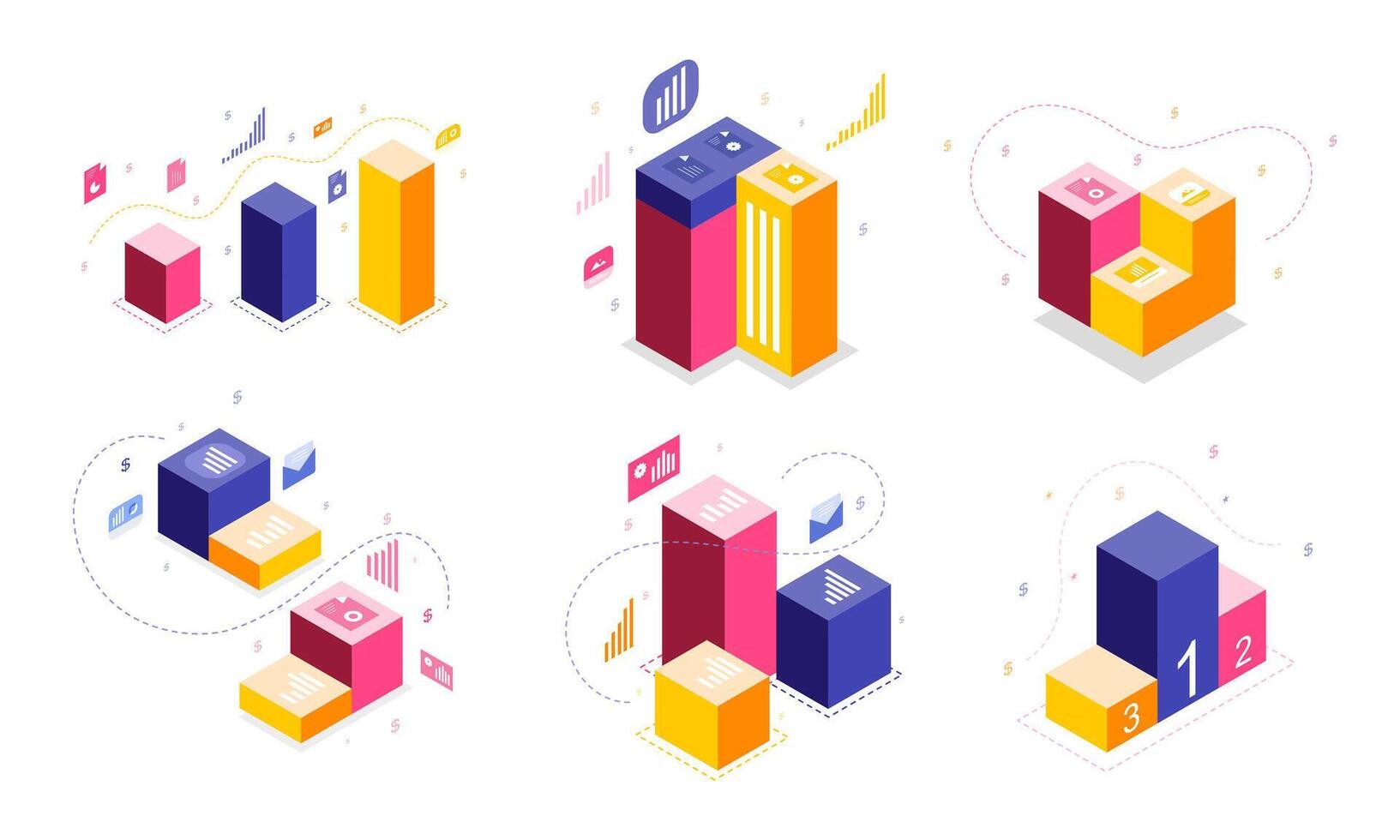 Isometric Abstract Data Analysis Visualization Concept vector